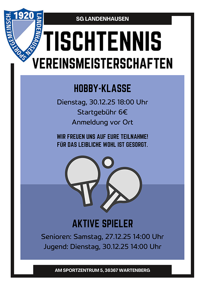 Einladung zu den Tischtennis-Vereinsmeisterschaften 2025